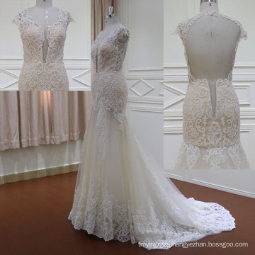 Sweetheart Bridal Gown Tiered Lace Mermaid Backless Wedding Dresses